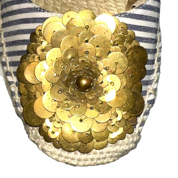 Tory Burch - Embellished blue/white striped Espadrilles, size 7 - Picture 11 of 12